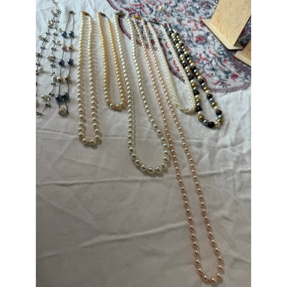 Vintage Faux Pearl Jewelry Lot Marvella Japan Necklaces Earrings Mid Century - Picture 5 of 14